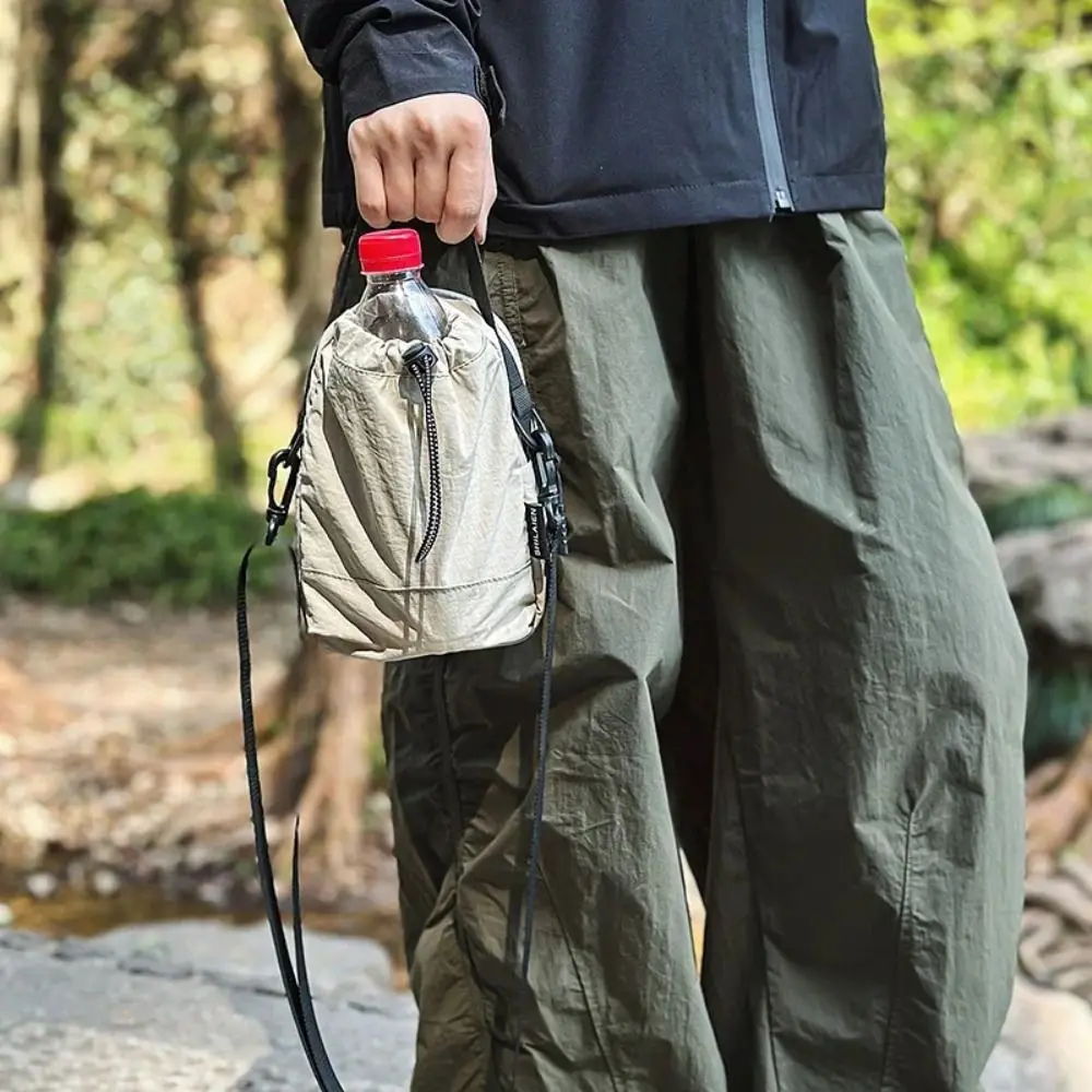 

Harajuku Sports Nylon Shoulder Bag Coin Pouch Solid Color Drawstring Crossbody Bag Casual Korean Style Mobile Phone Pack Daily