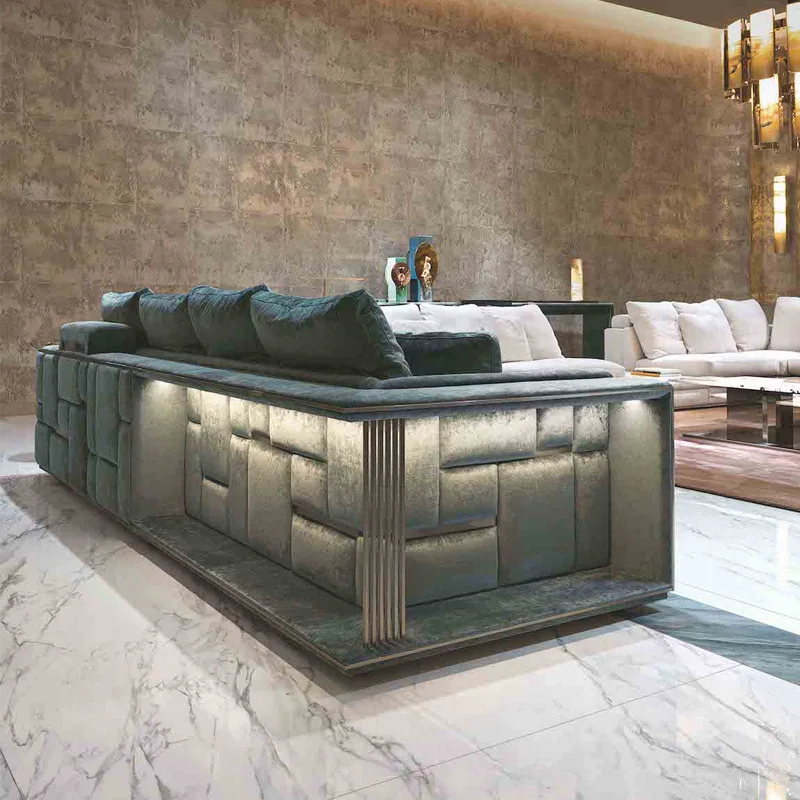 Leather sofa first layer cowhide living room combination light luxury