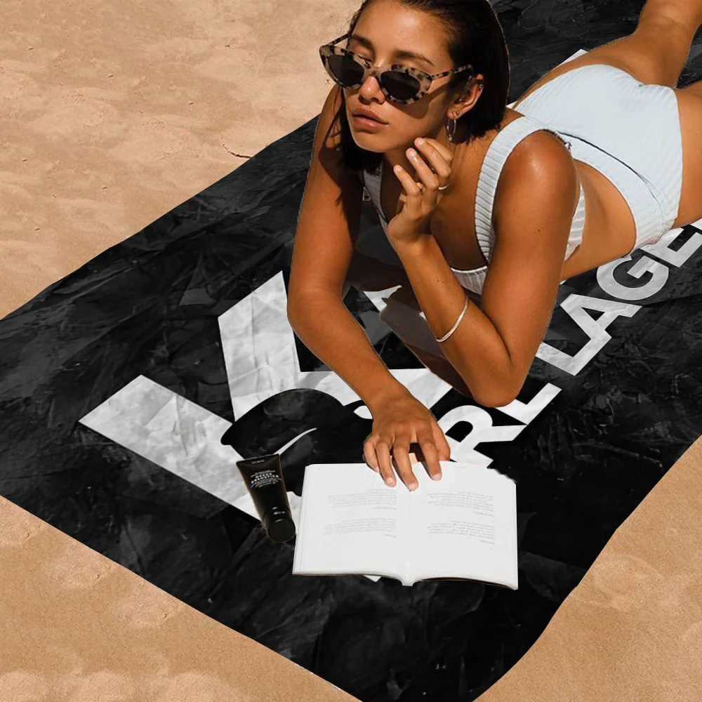 K-Karl Fashion L-Lagerfeld Microfiber Beach Towel Absorbent Quick dry Soft Yoga Swimming Resort Mountain Climbing Towel