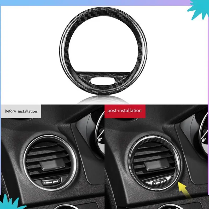 ABZW سيارة الداخلية ألياف الكربون تنفيس الهواء لوحة الكسوة لشركة فيات 500 أبارث 2012-2019 اكسسوارات تنفيس الهواء الإطار الزخرفية