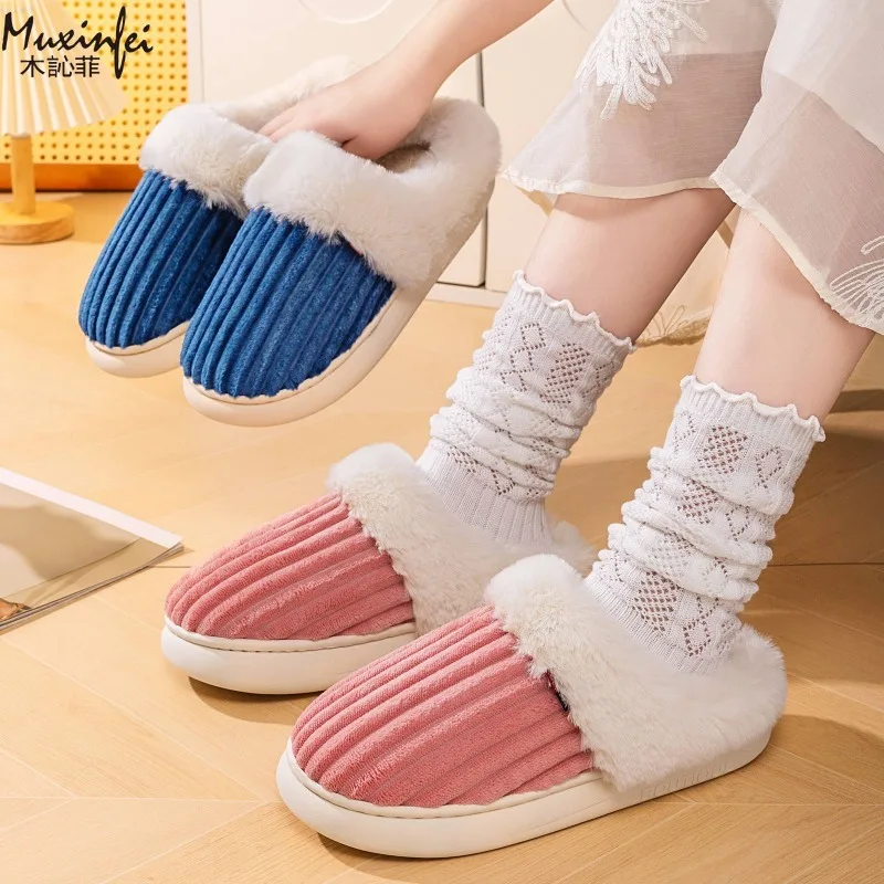 

Cotton Shoes Both Men and Women Winter New Style Thickened Foot Pedal Home Cotton Shoes Casual Versatile Warm Cotton Slippers