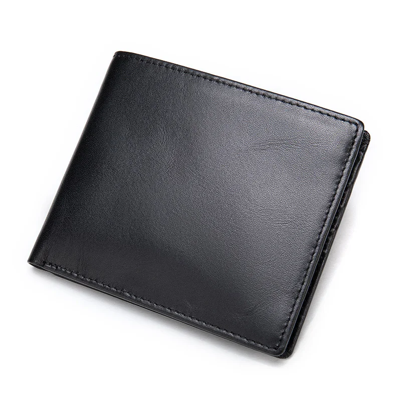 Monedero de cuero genuino para hombre, cartera delgada RFID, tarjetero, grabado de nombre, regalos, 9061