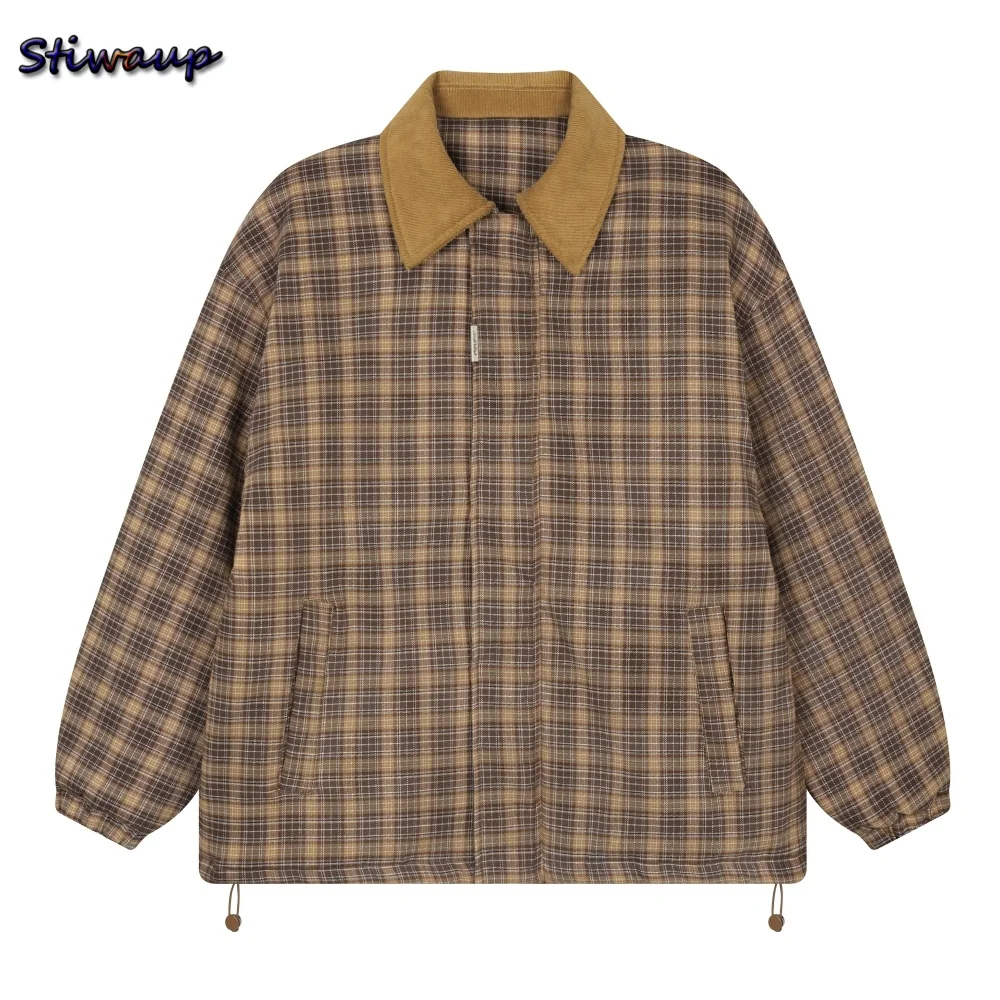 

Женская клетчатая куртка-пуховик, роскошное женское зимнее пуховое пальто, легкие женские куртки-пуховики в кофейную клетку