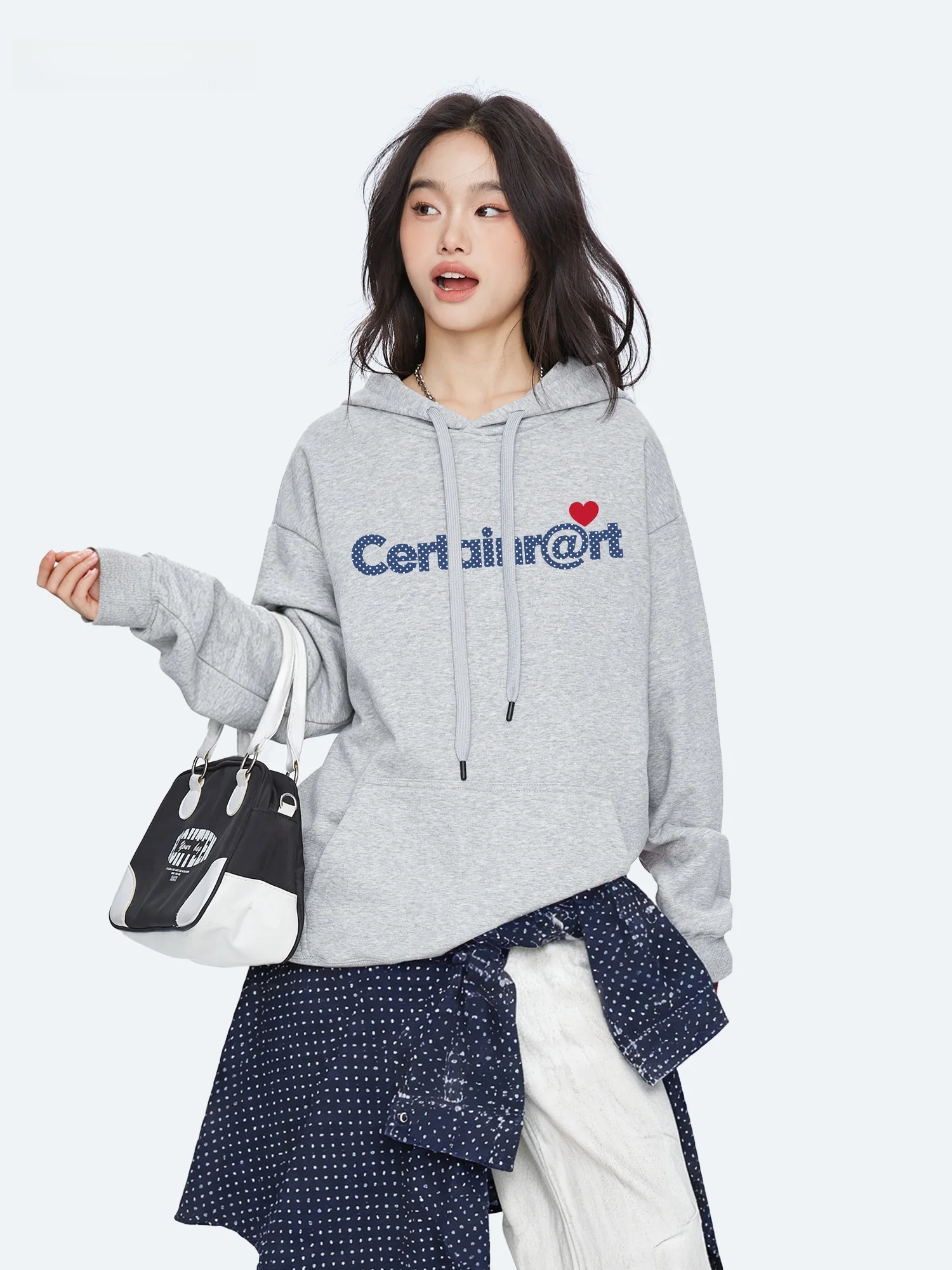 Capricorn Plaid Letter Hoodie Women's Loose Fit Autumn New Style Trendy Brand Korean Version Long Sleeve Printed Sweatshirt