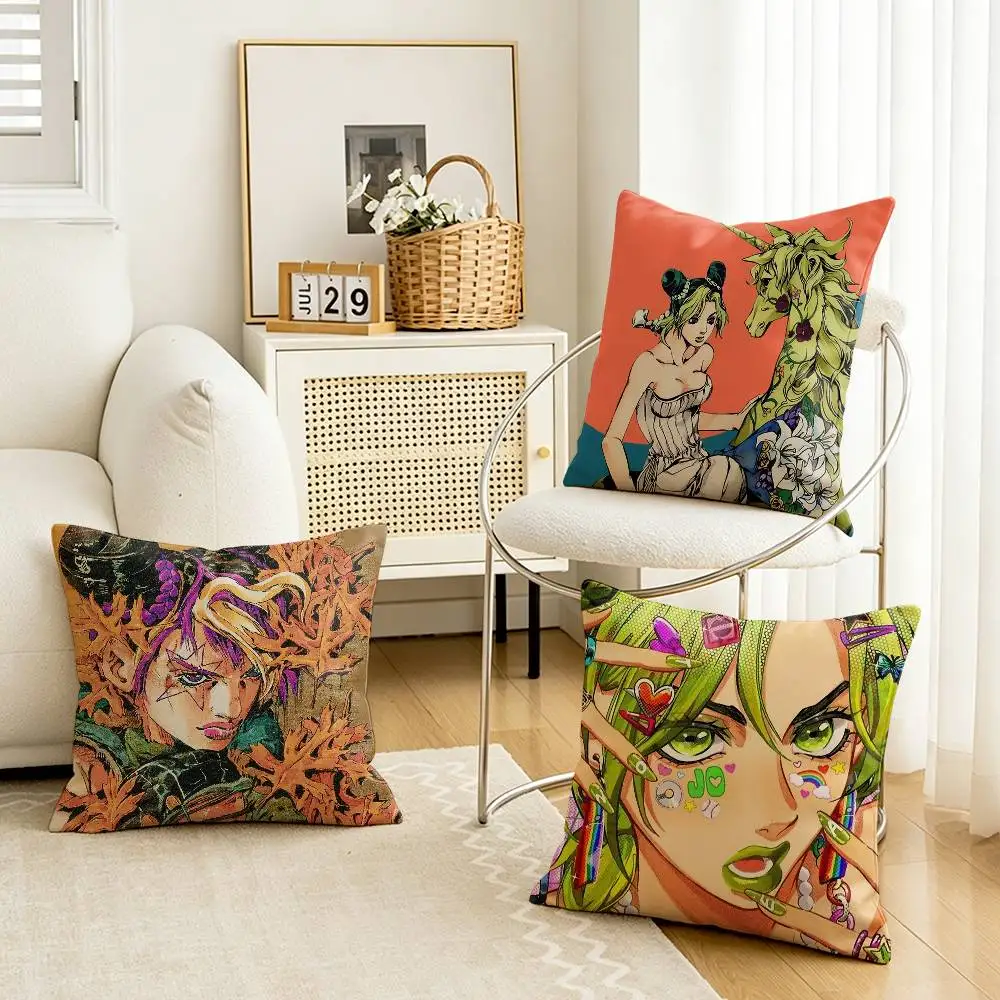 Jojo J-Jolyne Cujoh Customizable Square Pillow case Double Sided Print Sofa Bedroom Decor Cushion Cover