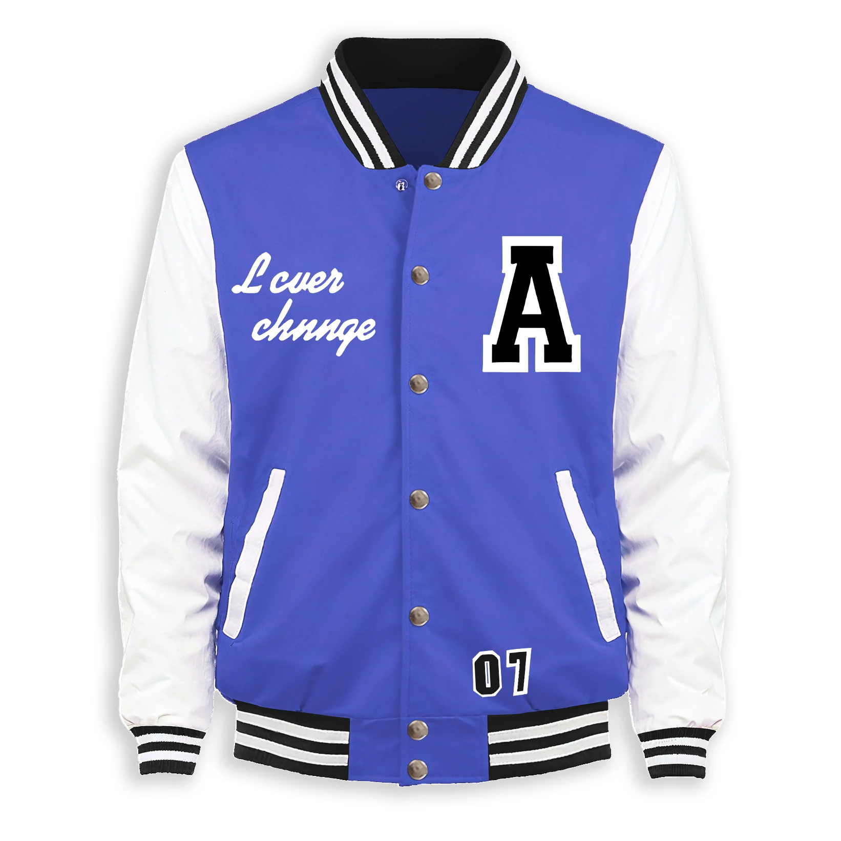 

Art Letter A And No.07 Print Men Streetwear Hip Hop Button Jacket Casual Loose Baseball Jersey Autumn Unisex Colour Clothing