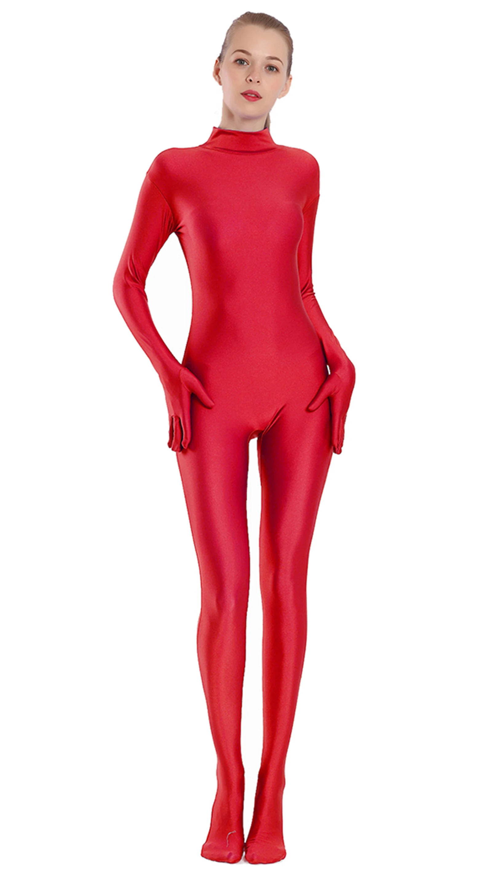 بدلة قفز للجنسين من Aoylisey باللون الأسود من الألياف اللدنة لكامل الجسم من Zentai بدلة نسائية لليد من Unitard زي الهالوين الضيق #4