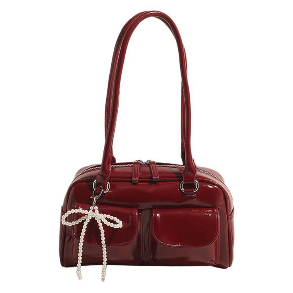 Hot Sale Elegant Bow Design Leather Shoulder Bag Solid Color Women Armpit Bag Simple Stylish Daily Commuter Handbag For Women