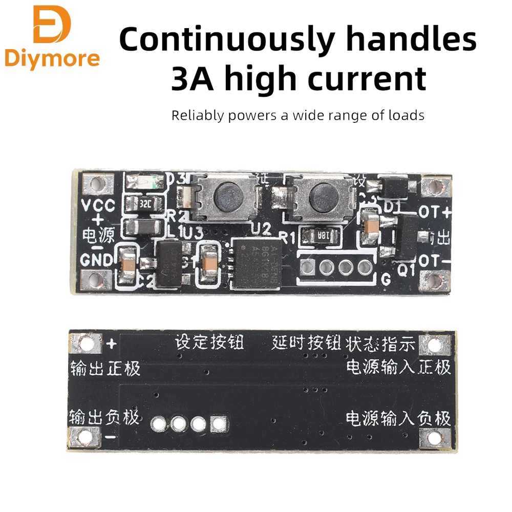 3-20V 3A Delay On off Relay Module  Switch Relay Board 0-60min Adjustable Delay Relay Millisecond Level Accuracy Control Switch