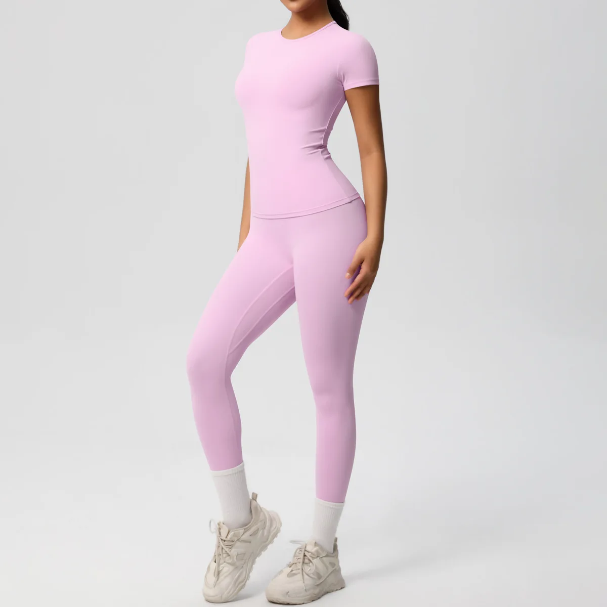 اليوغا مجموعة النساء ملابس رياضية تجريب الملابس 2 قطعة ملابس رياضية الصالة الرياضية مجموعة يغطي الرجل اللياقة البدنية قصيرة الأكمام المحاصيل طماق الرياضية #2