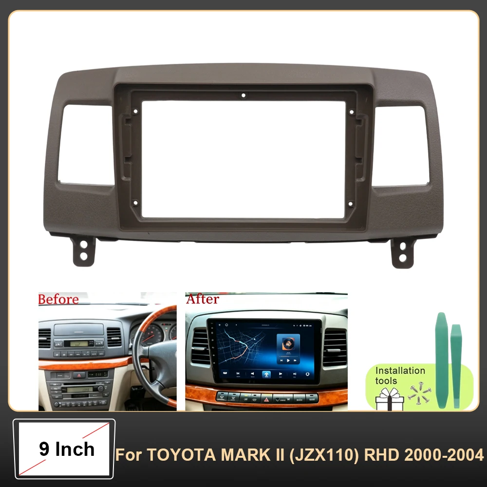 9 Inch Android Radio Dash Fitting Panel Kit Car Frame Fascia Adapter For TOYOTA MARK II (JZX110) RHD 2000‑2004