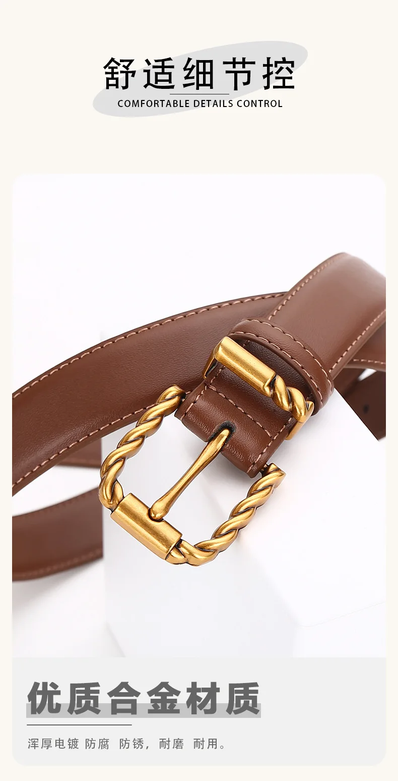 Damen-Gürtel mit Hochwertiger Ausstrahlung; Echtes Leder mit Modischer und Vielseitiger Schwarzer Verzierung; Geeignet für Geschäftsanwendungen. – Detail 6