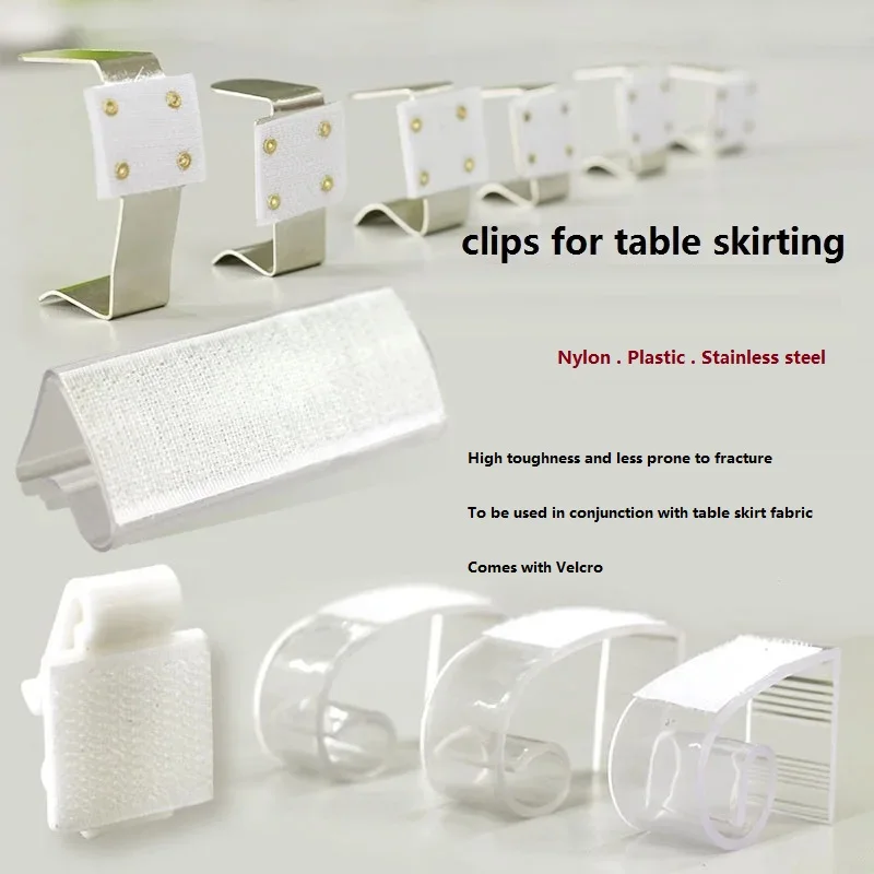 

Nylon plastic metal table skirt buckle skirt clip, table skirt embroidered table cover clip, velcro table dress clip