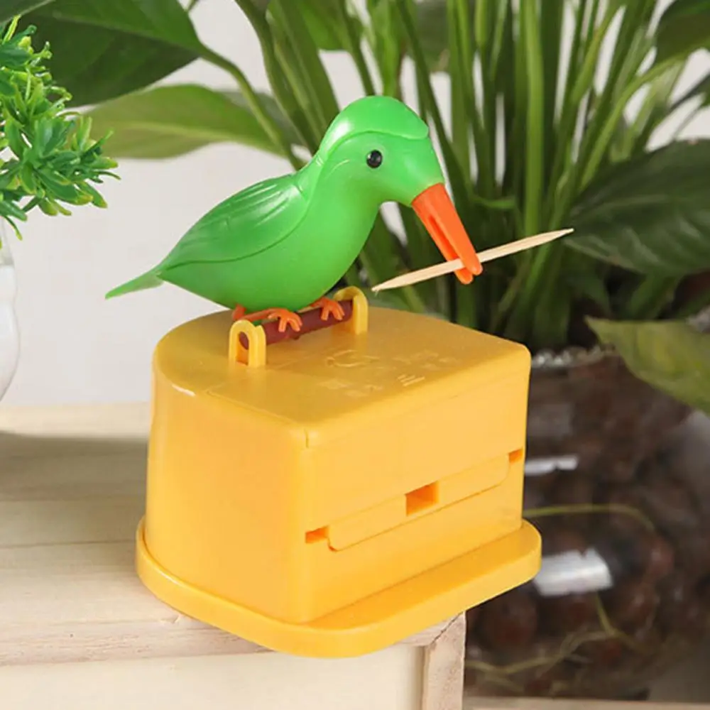 Creative Toothpick Box Holder Cartoon Small Bird Toothpick Container Press Automatic Dispenser Storage Box Kitchen Accessories