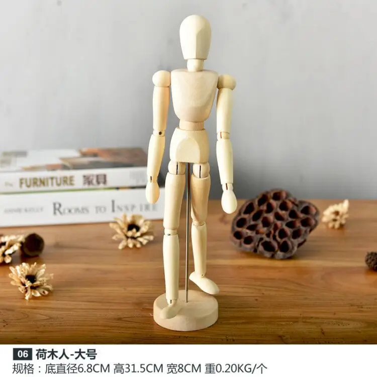 Wooden Hand Man Wood Drawing Mannequin Rotatable Modle Artist Movable Limbs Human Male Miniatures Figurines Home Decoration