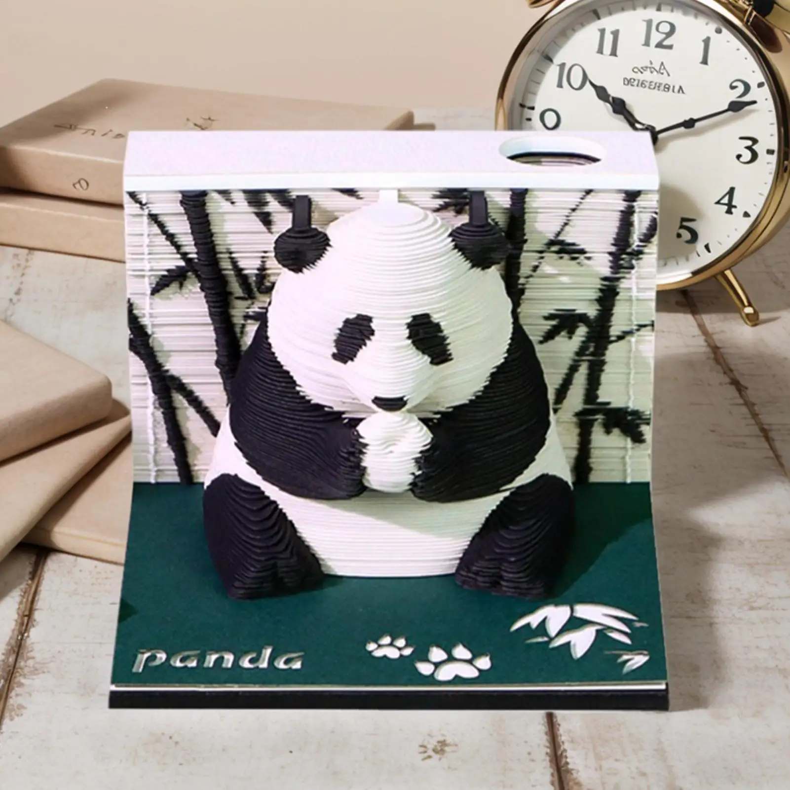 

Календарь Time Piece 2026 с бумажной резьбой в виде панды, календарь на 2026 год, отрывной декоративный настольный планировщик для книжной полки, работы, спальни, гостиной