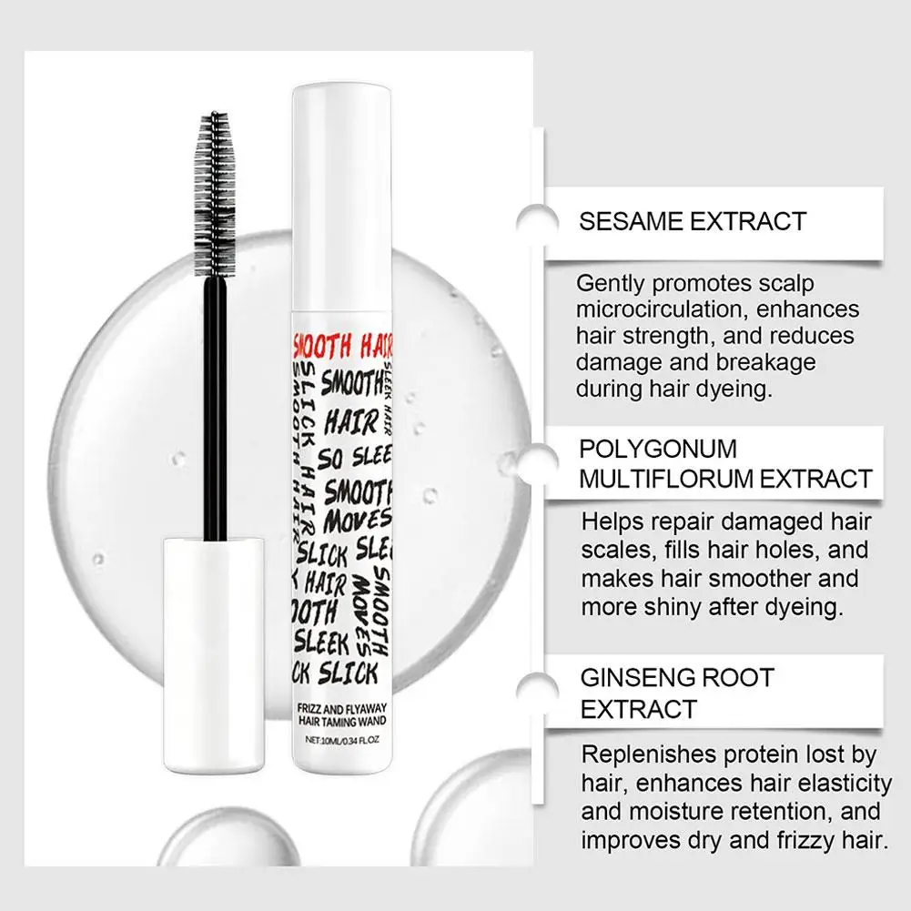 곱슬머리 관리 헤어 테이밍 완드 가벼운 젤 포뮬러 부드러운 스타일링 스틱 24시간 지속 부드러운 브러시 가능 마무리 스틱 휴대용