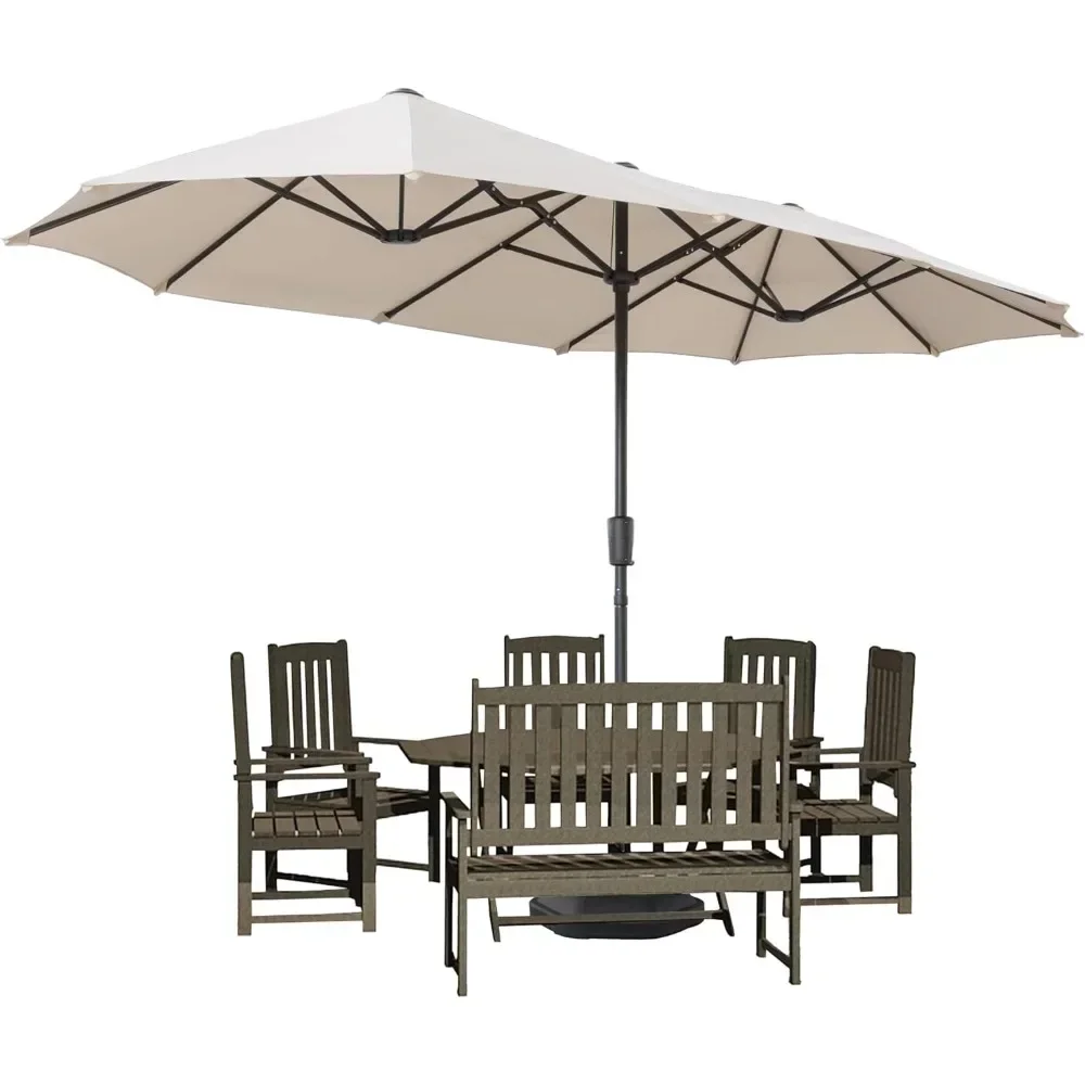 # l 13 foot large terrace umbrella, outdoor double-sided rectangular market umbrella with 12 ribs for UV protection, with a cran