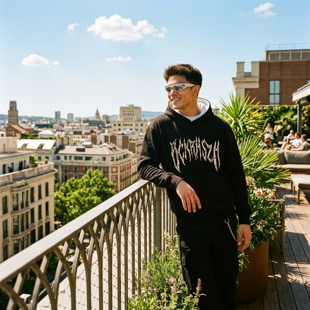 Gothic Smoking Skull Long Sleeve Hoodie Y2K Hip Hop Punk Rock Streetwear Sweatshirt Parent-Child Halloween Autumn Winter Clothes