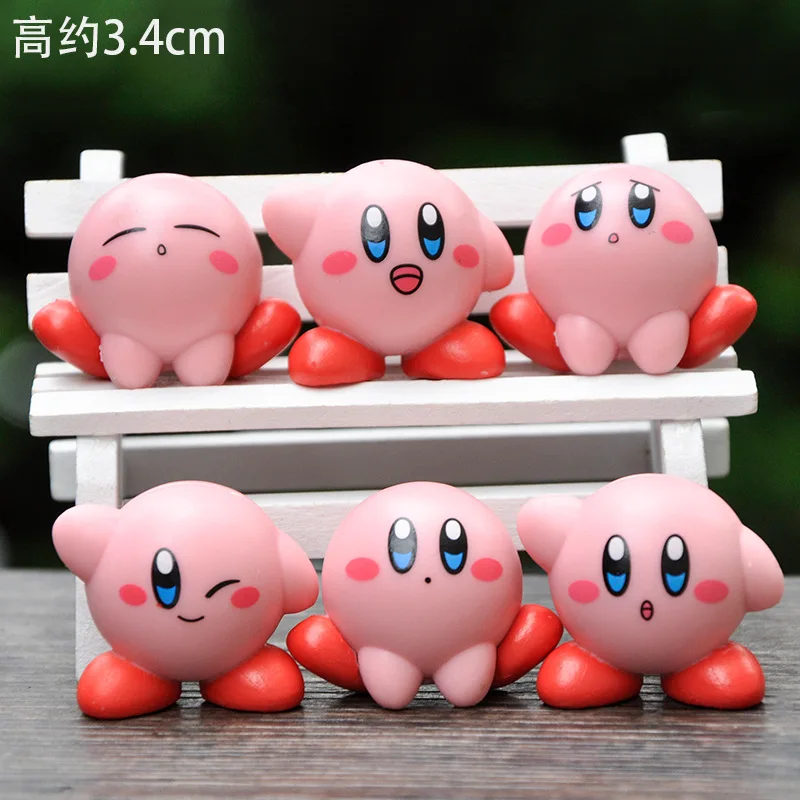 6Pcs/Set Anime Kirby Cute Action Figures Pvc Model Doll Toys Collection Desktop Car Ornament For Children Birthday Holiday Gift