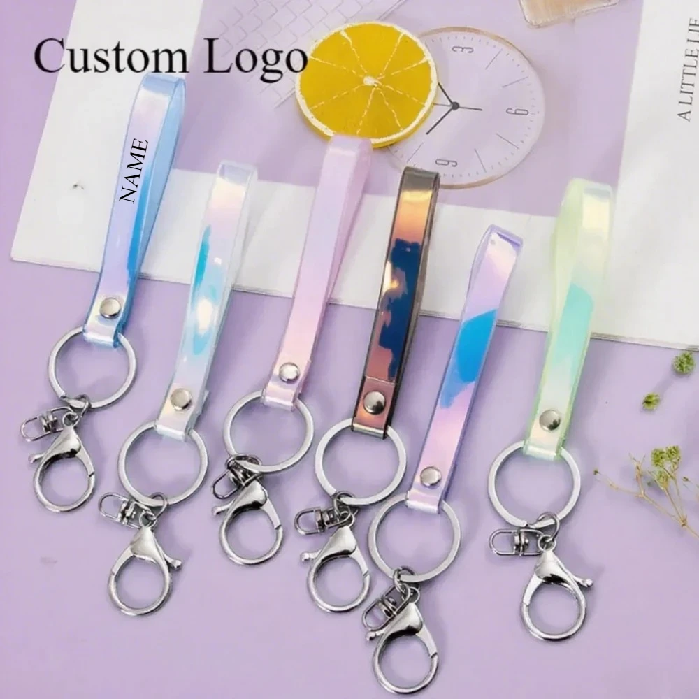 

Custom UV Printed PVC Wrist Strap Keychain Personalized for Men & Women Car Bag Logo Keyring Customizable Gift