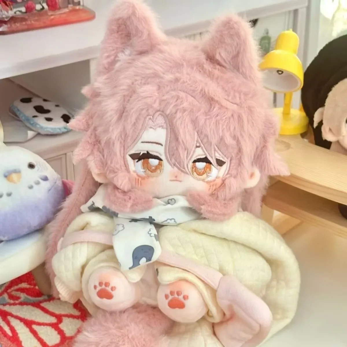 20cm Game Honkai: Star Rail Jiaoqiu Pink Ear Tail Plush Cotton Doll Body Cosplay Anime Dress Up Stuffed Toys Dolls Gift XmaS