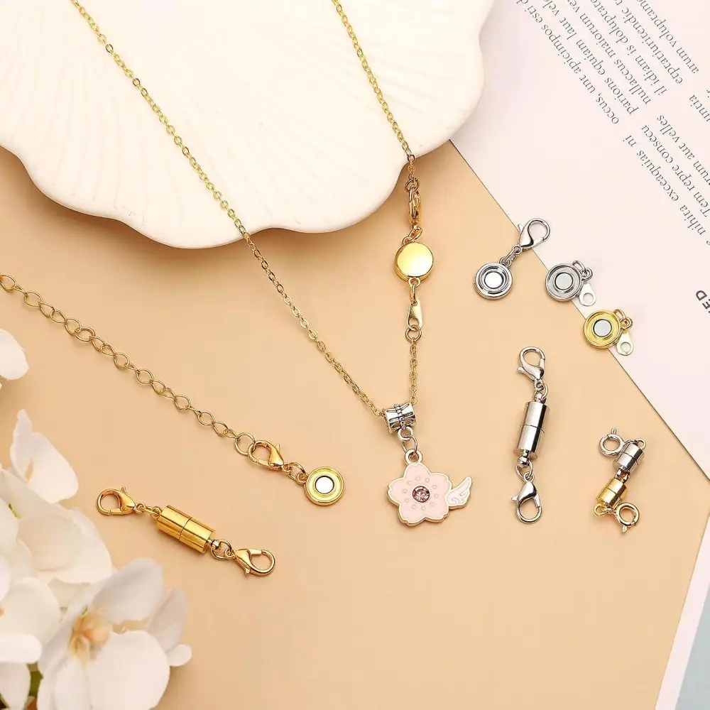 12 шт., золотой/серебряный магнитный удлинитель для браслета, двойная головка, магнитная застежка-лобстер, конвертер для ювелирных изделий, застежка для DIY ручной работы