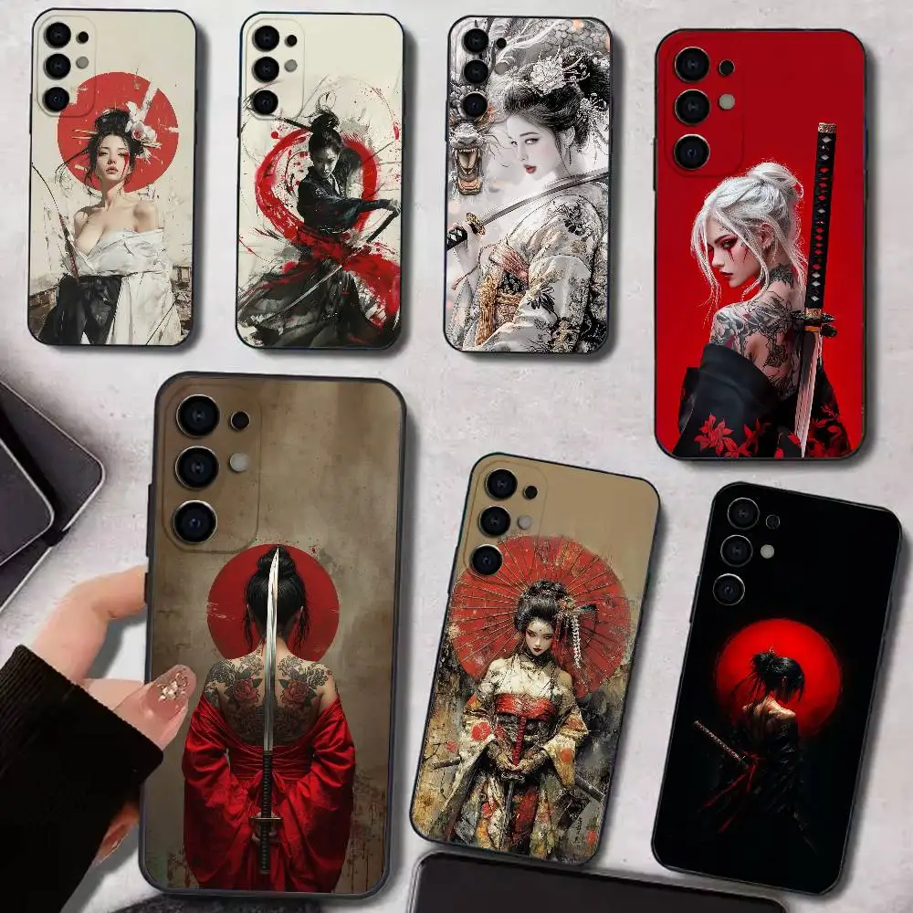 S-Samurai Warrior G-Geisha   Phone Case For Samsung S25,S24,S21,S22,S23,S30,Ultra,S20,Plus,Soft Silicone Black Cover