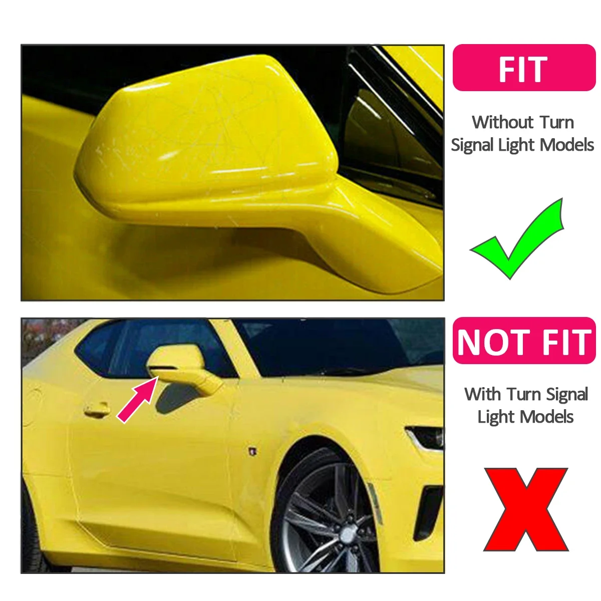 2x Mirror Cap Cover For Chevy Camaro SS RS ZL1 LT 2016 2017 2018 2019 2020 2021 Horn Style Door Side Rearview Mirror Cover Cap