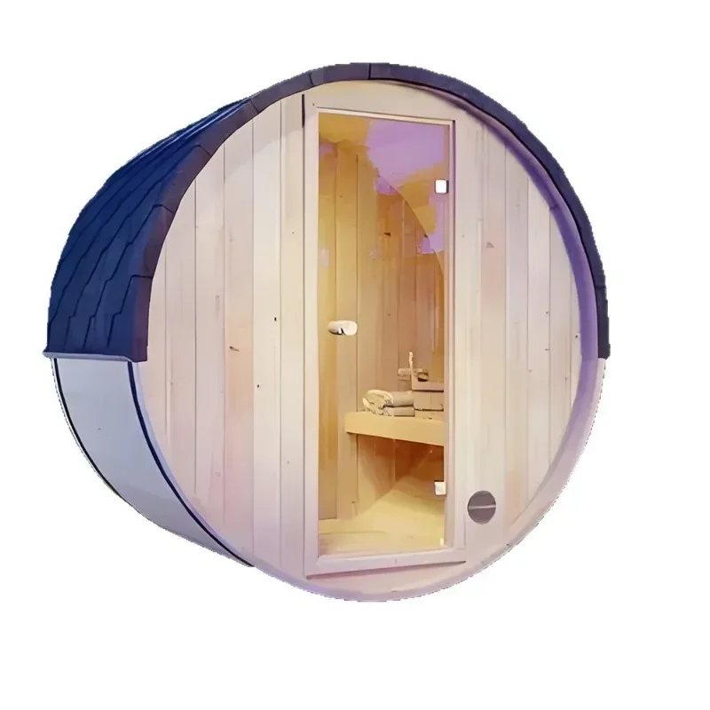 Outdoor steam room, drum sauna room, courtyard, volcanic stone family villa sauna stove, wet and dry steaming