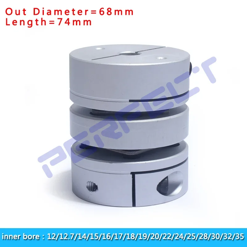 D68L74 flexible diaphragm coupling bore 12//12.7/14/15/16/17/18/19/20/22/24/25/28/30/32/35mm Shaft Coupling Stepper Motor Couple