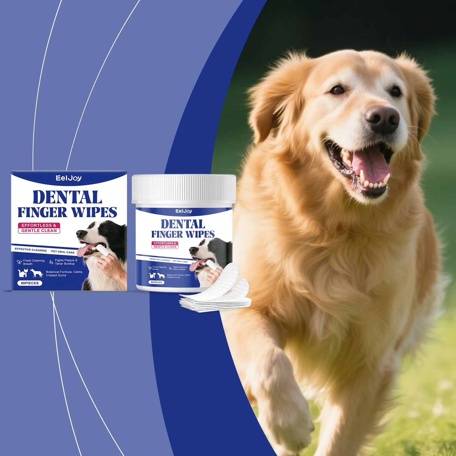 

Pet Teeth Cleaning Wipes - Gentle Formula Finger Cots for Oral Care, Helps Reduce Tartar & Plaque, Freshens Breath