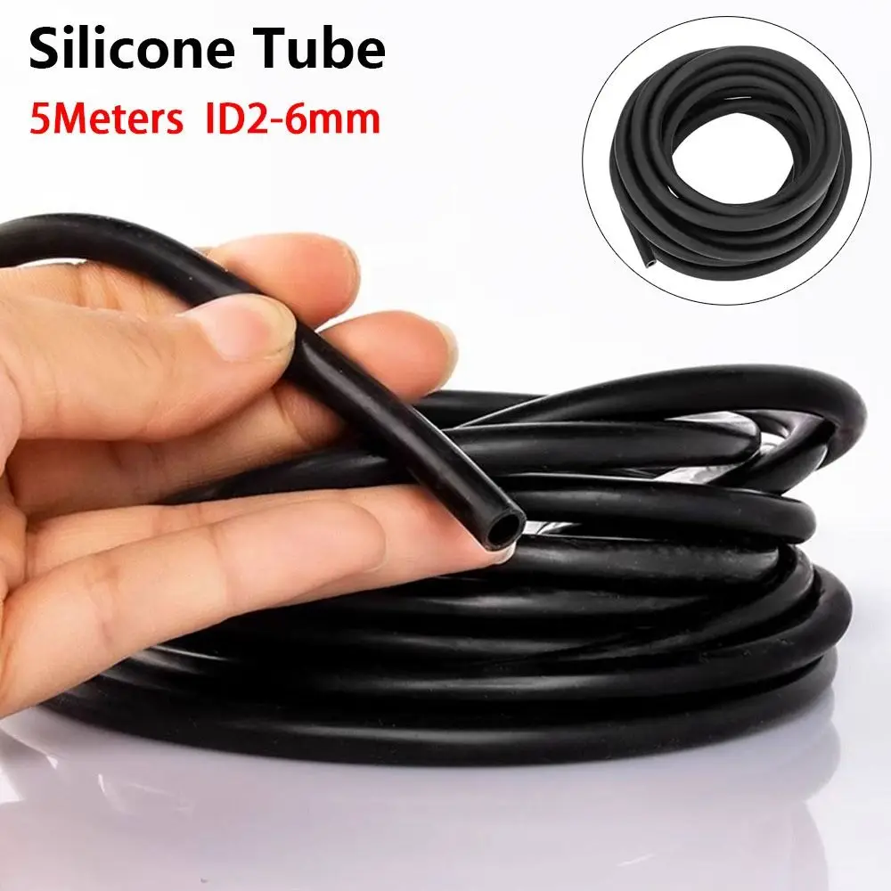 1Pcs ID2-6mm Water Dispenser Silicone Tube 5Meters Black Flexible Rubber Hose Smooth Surface High Temperature Resistant