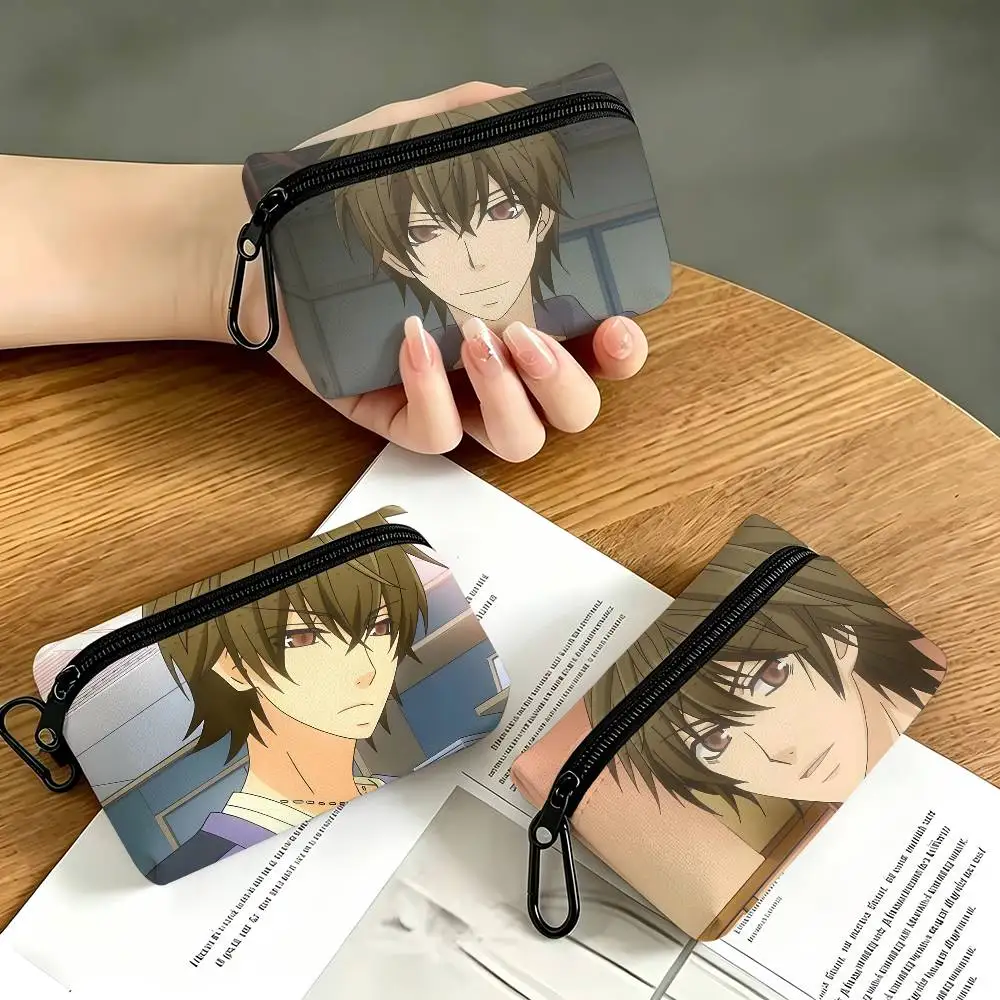 1pc Yuu Yanase Anime Characters Coin Purse With Carabiner Hook Portable Key Card Wallet Small Zipper Storage Pouch