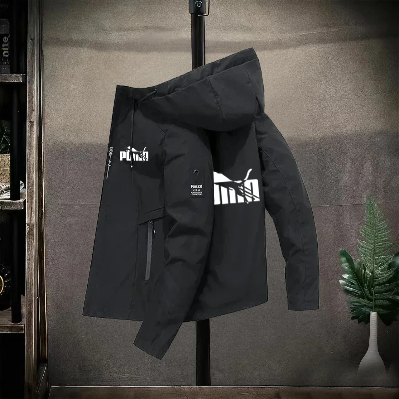 Nieuw dubbellaags geïsoleerd windjack van stof met capuchon en jack voor heren - waterdichte hiphopdanserjas met ritssluiting