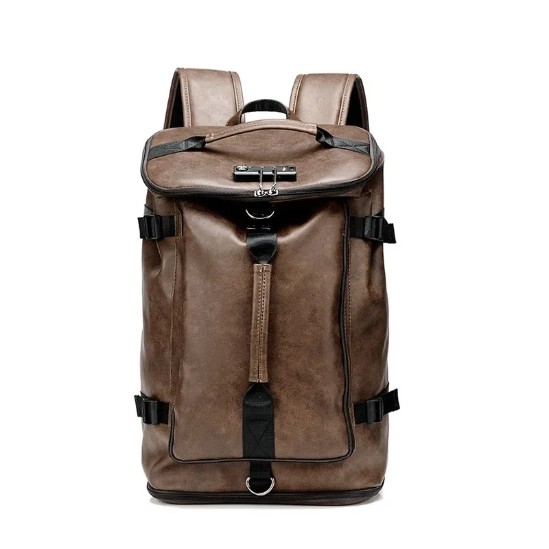 New Fashion Waterproof backpack Men Backpack Leather Bookbags Mens PU School Bags Male Functional bags big capacity Men Bag