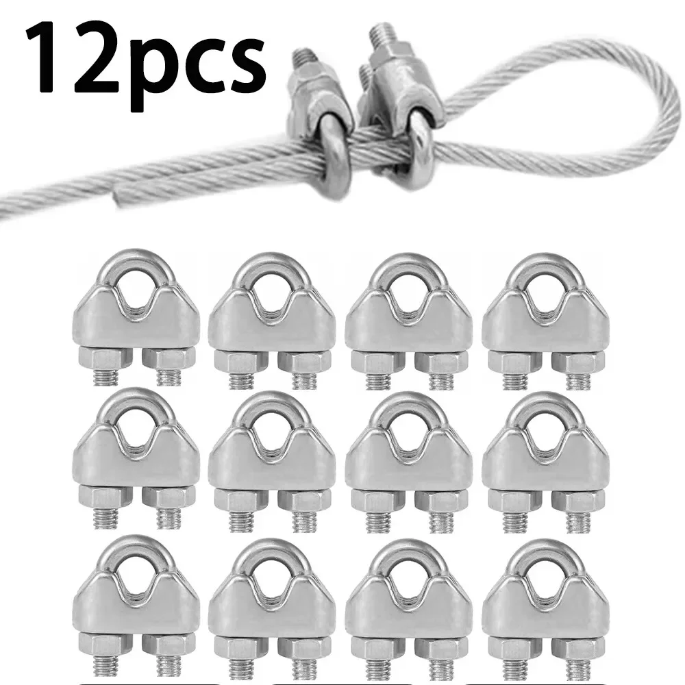 12 Peças de Grampos Tipo U para Cabos, Fixadores de Cabo de Aço, Parafusos U de Aço Inoxidável, Fixadores de Sela, Grampos para Cabo de Aço, Cabo Metálico