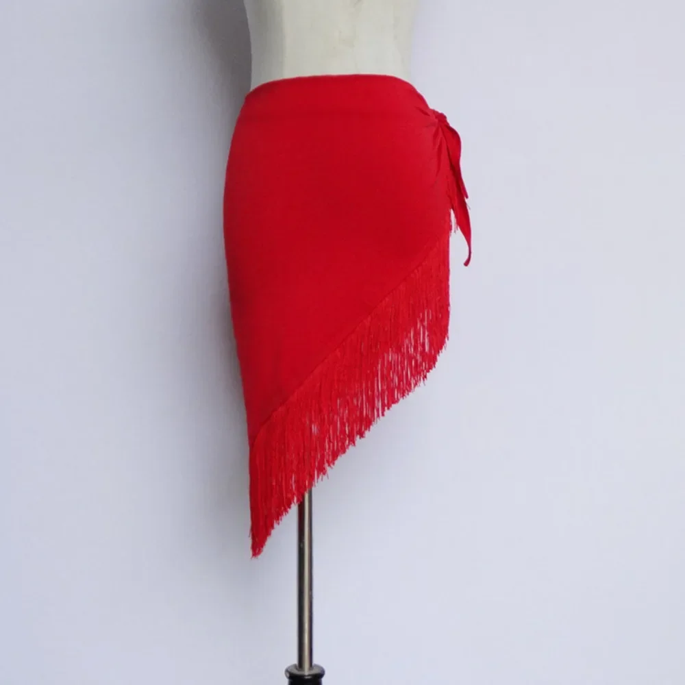 Tassel Wrapped Skirt Leopard Fringe Latin Dance Skirt Women Girls Salsa Rumba Ballroom Practice Triangle Hip Scarf Performance