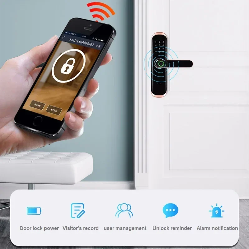 Kunci Pintu Pintar Tuya WIFI Buka kunci jarak jauh kartu kata sandi sidik jari aplikasi kunci NFC kunci listrik TTlock bekerja dengan Google Alexa