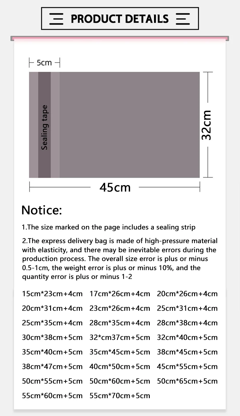 50 PCS Self-sealing Sticky Express Bags Storage Bags Plastic Envelope Mailing Bags Postal Transport Bags Custom Logo Printing