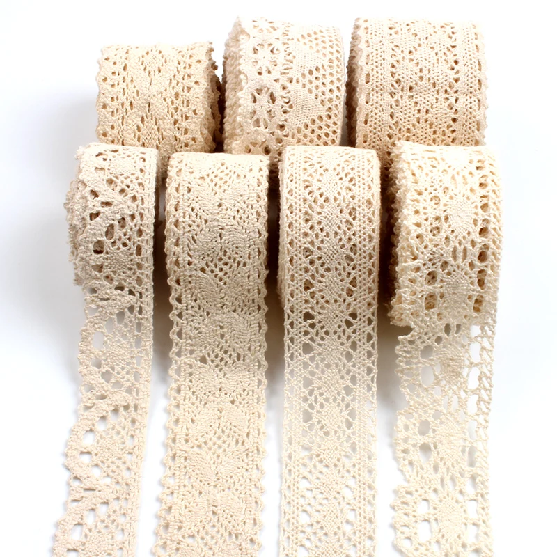 2Yards/Lot Beige Wide Lace Farbic For Crafts 35-55mm Trim Ribbon DIY Garment Hair Hat Accessories Embroidered Sewing Tulles