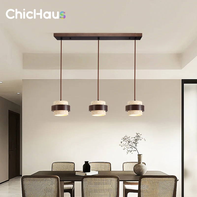 

Natural Stone LED Pendant Lamp with Wood E27 G9 Bulb Adjustable Cord for Dining Room Bar Bedroom Bedside Dropshipping