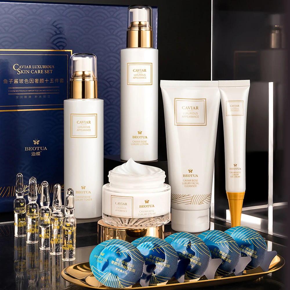Gezichtsverzorging set met box kaviaar essence face serum 15pc set hydraterende huidverzorging kit beauty health koreaanse gezichtsverzorging
