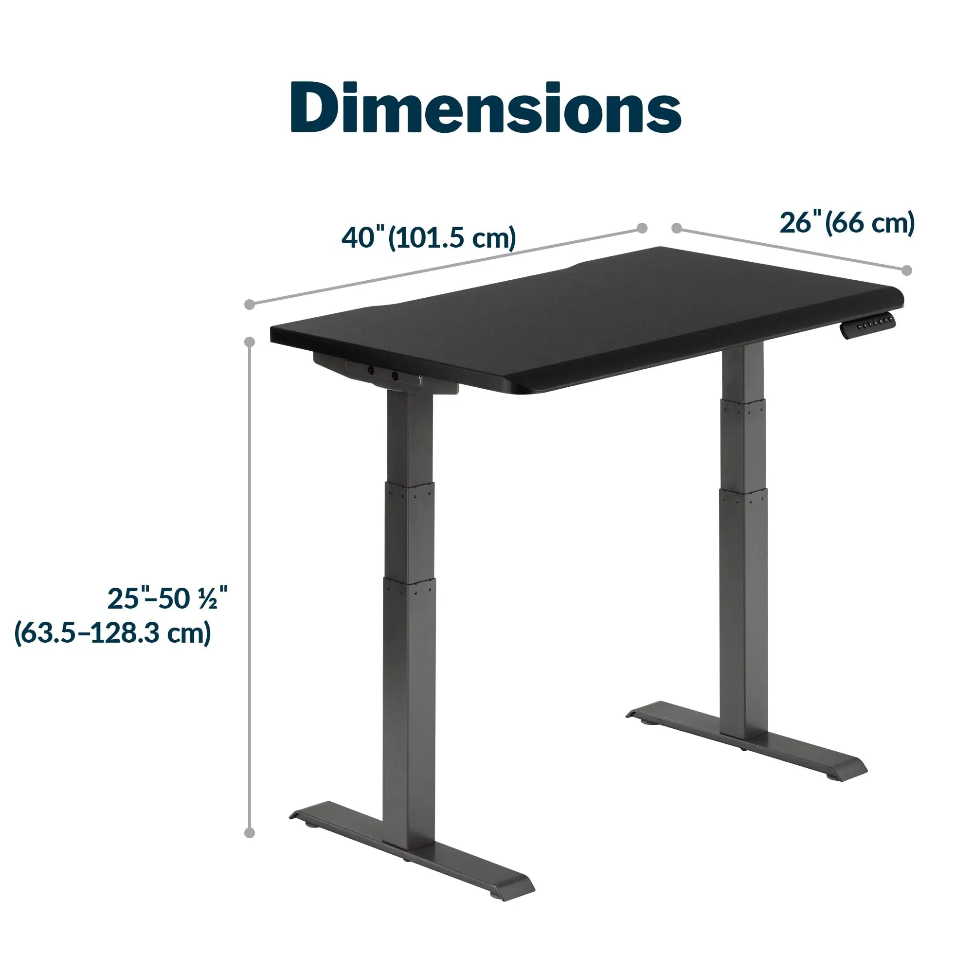 ComfortEdge Electric Standing Desk – 40x26 – Black/Slate