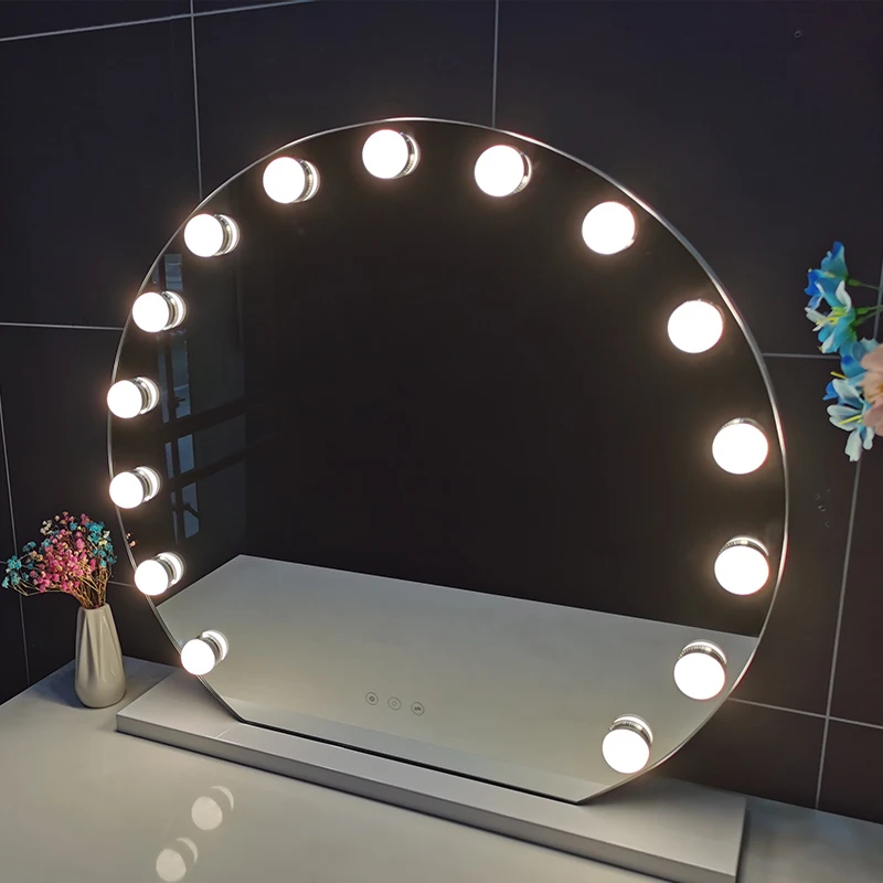 Espejo de maquillaje con bombillas Led Hollywood para el hogar, gran escritorio personalizado de buena calidad con luces