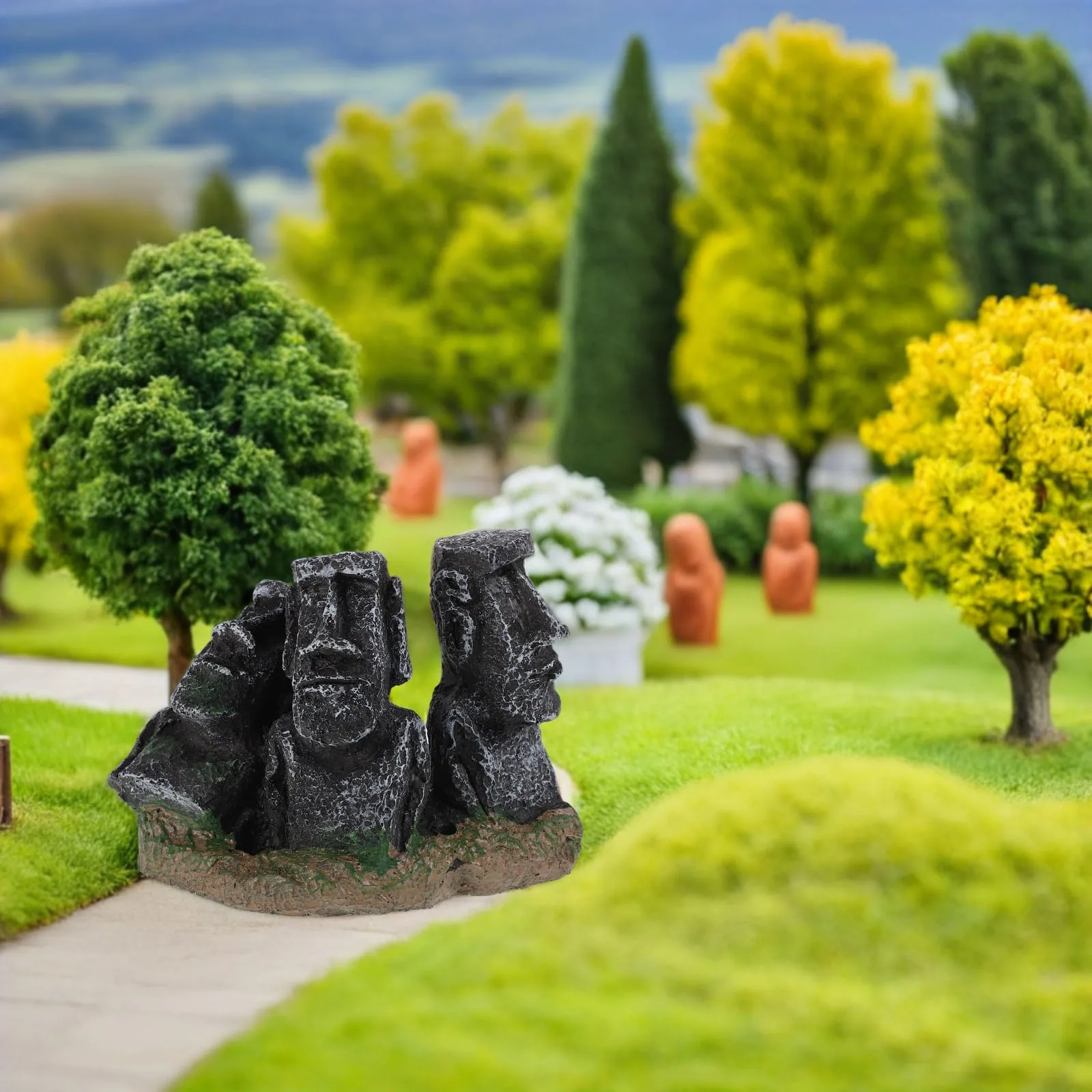 

2pcs Resin Moai Statue Miniature Decor Small s For Bonsai Fish Tank Flowerpot Desktop Micro Landscape