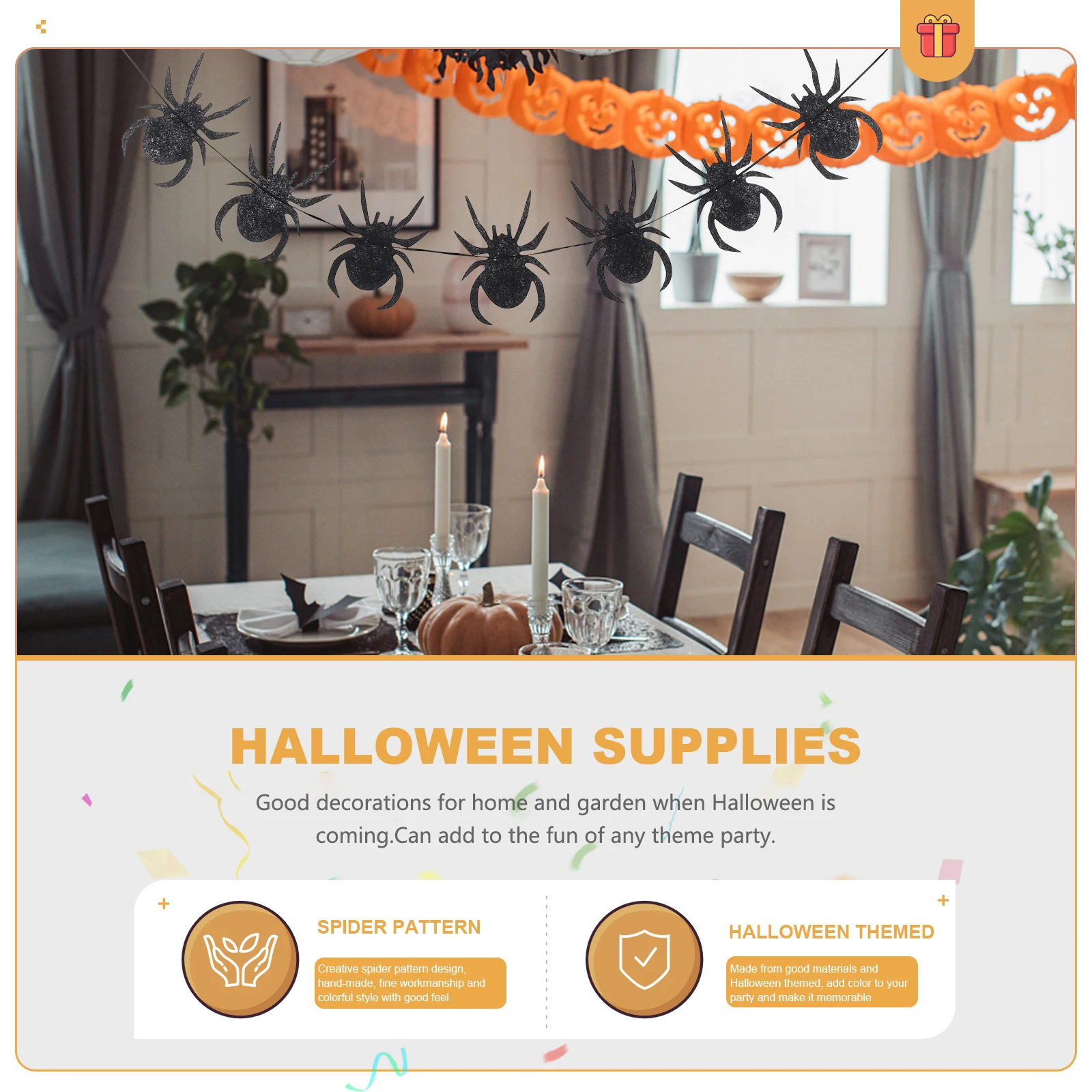 

Spider Lace Banner Halloween Party Decor Spider Pattern Felt Hanging Banner For Home Garden Festival Decoration Party