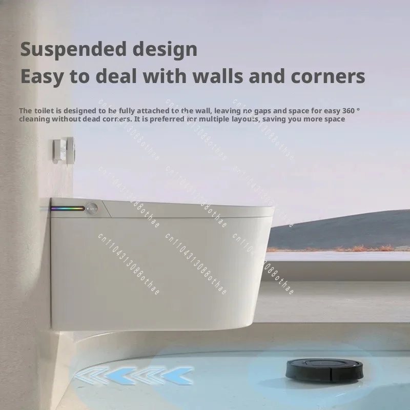 Sensor Technology, Remote Control Included, Automatic Smart Wall-mounted Ceramic Toilet Double Flush, Automatic Operation