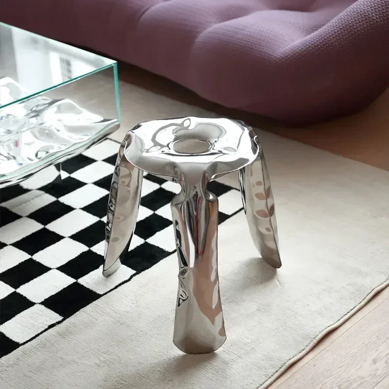 Nordische moderne klassische edelstahl niedrigen hocker plopp stuhl kreatives design minimalist isches ischen schuh wechsel fuß schema