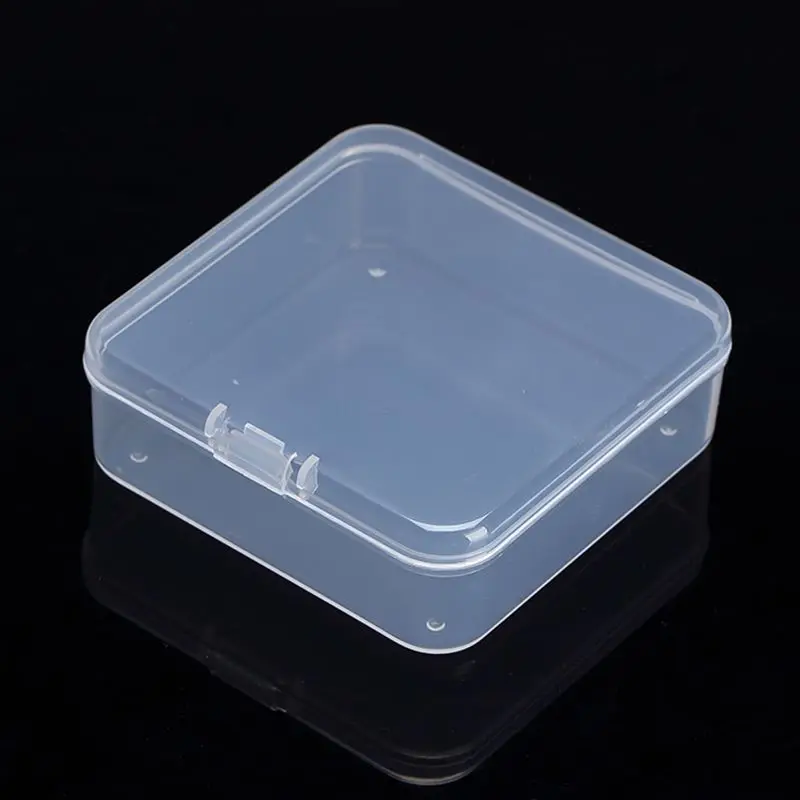Mini contenitori di stoccaggio quadrati in plastica trasparente custodia per articoli vari custodia per Organizer con coperchio per pillole, erbe aromatiche, perline minuscole muslimate